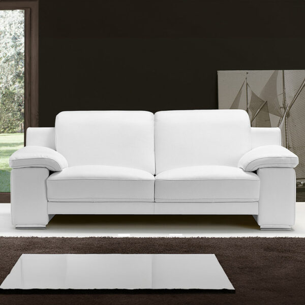 Evergreen Italian Leather 3 Seat Sofa | White | Clearance