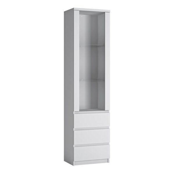 Birtley Tall Narrow Glazed Display Cabinet in White | Self Assembly