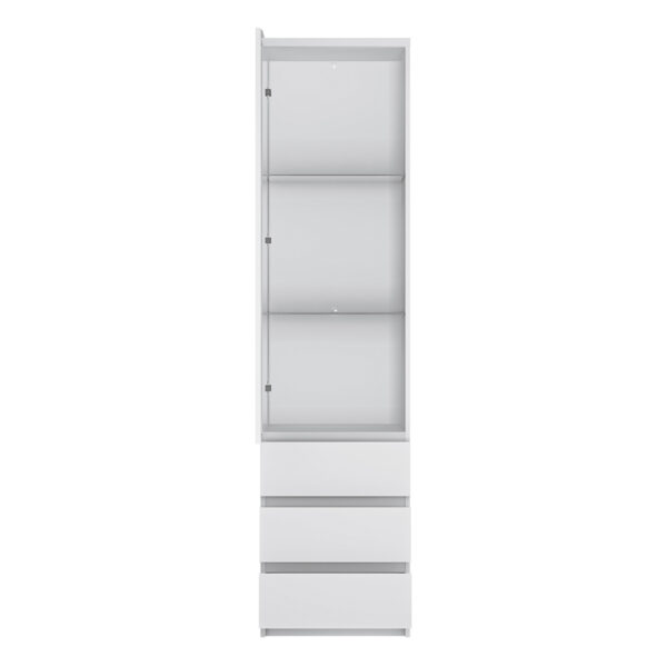Birtley Tall Narrow Glazed Display Cabinet in White | Self Assembly