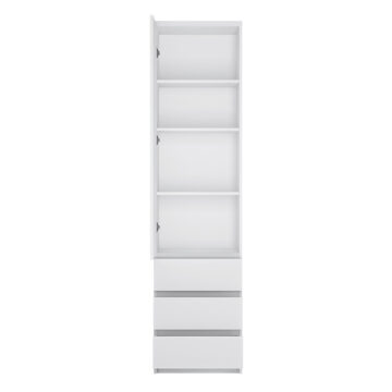Birtley Tall Narrow 1 Door 3 Drawer Cupboard in White