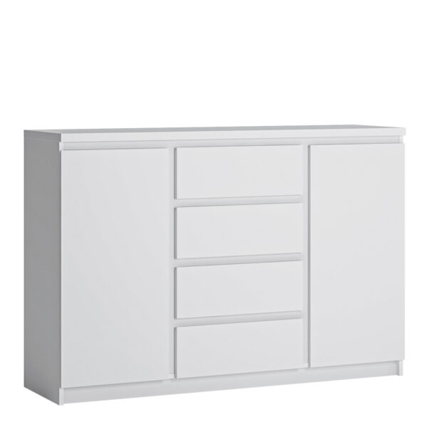 Birtley 2 Door 4 Drawer Sideboard in White | Self Assembly
