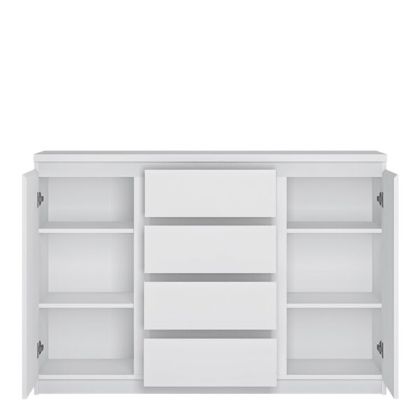 Birtley 2 Door 4 Drawer Sideboard in White | Self Assembly