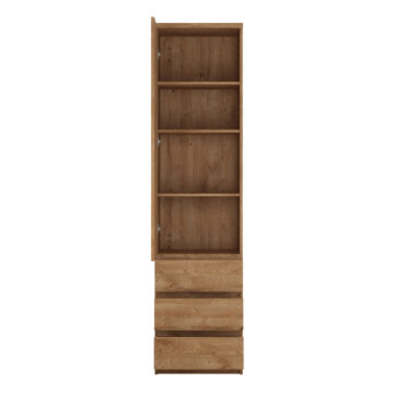 Birtley Tall Narrow 1 Door 3 Drawer Cupboard in Oak