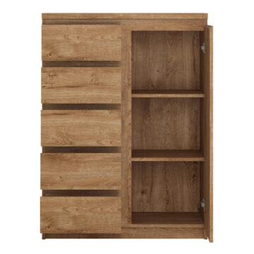 Birtley 1 Door 5 Drawer Cabinet in Oak