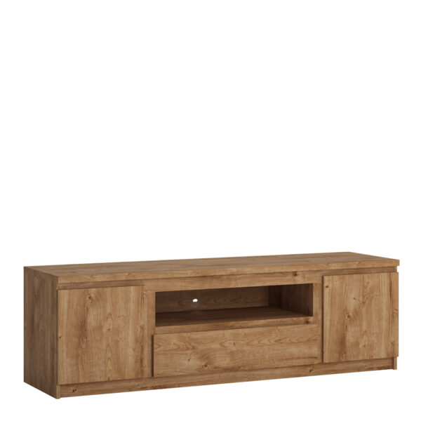 Birtley 2 Door 1 Drawer 166cm Wide TV Cabinet in Oak | Self Assembly