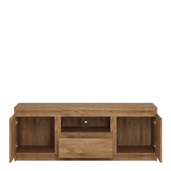 Birtley 2 Door 1 Drawer 136cm Wide TV Cabinet in Oak | Self Assembly