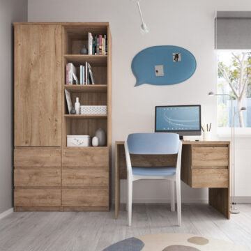Birtley 1 Door 1 Drawer Twin Pedestal Desk | Oak Finish