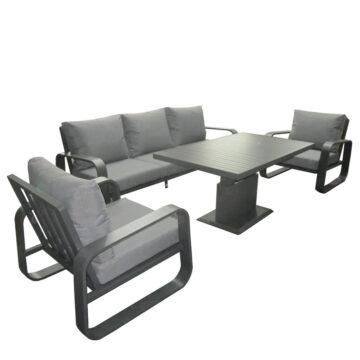 Babingley 3 Seat Lounge with High Gas Adjustable Table Grey