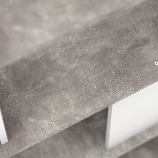 Maze Open Bookcase 4 Shelves in Concrete and White | Assembly Required