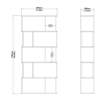 Maze White Open 4 Shelf Bookcase | Jackson Hickory Oak