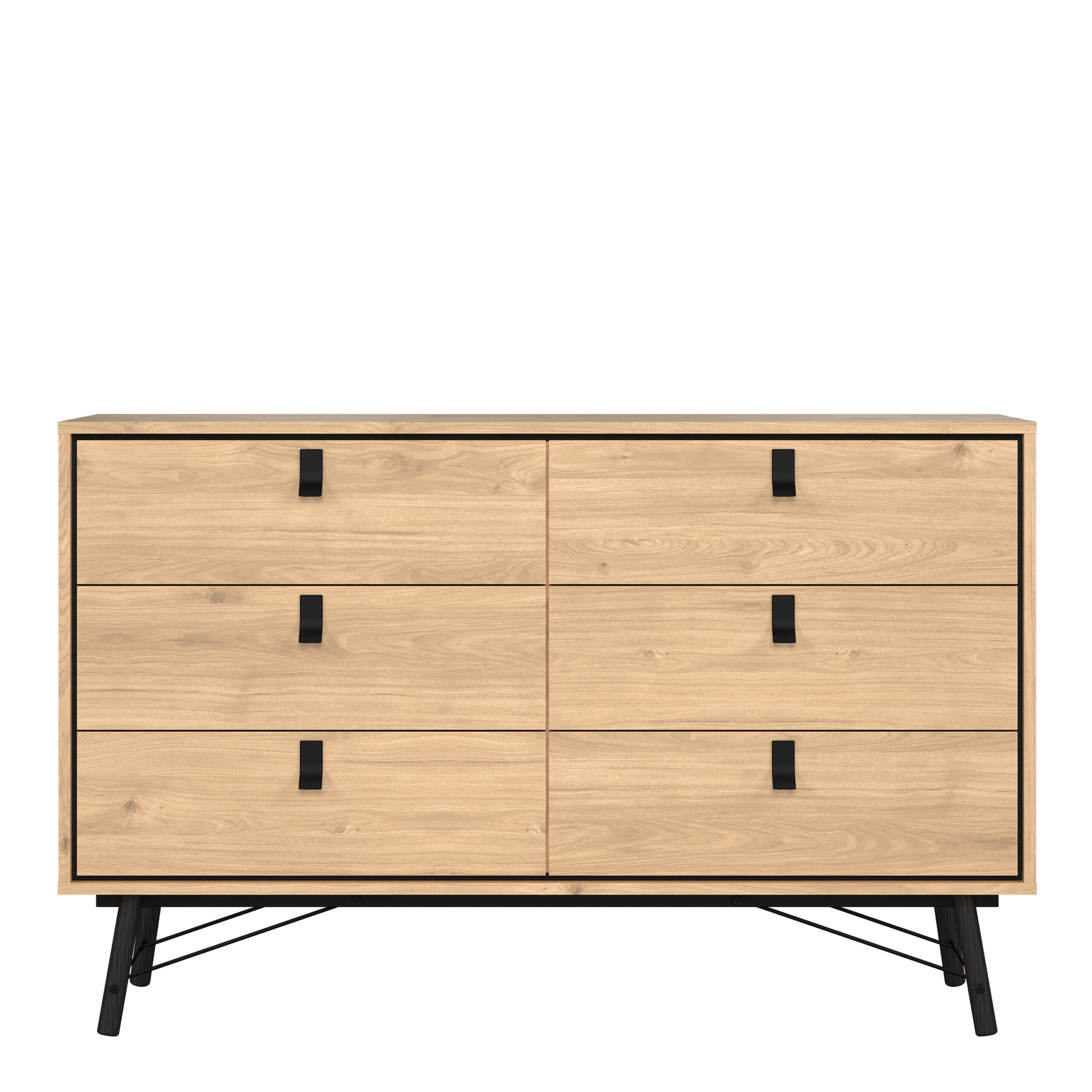 Ry Wide Double Chest of Drawers 6 Drawers in Jackson Hickory Oak ...