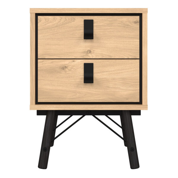 Ry Bedside Cabinet 2 Drawer in Jackson Hickory Oak | Assembly Required