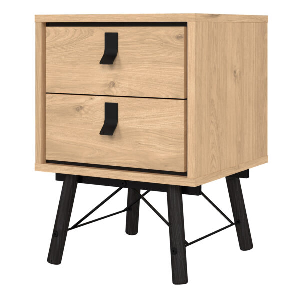 Ry Bedside Cabinet 2 Drawer in Jackson Hickory Oak | Assembly Required