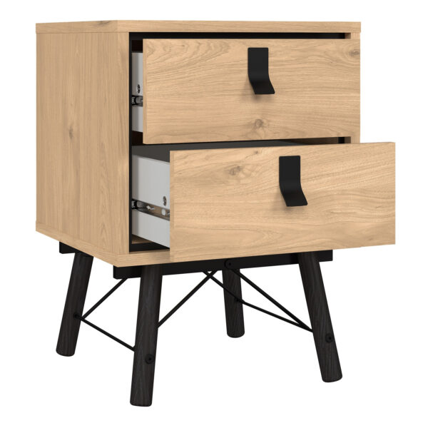 Ry Bedside Cabinet 2 Drawer in Jackson Hickory Oak | Assembly Required