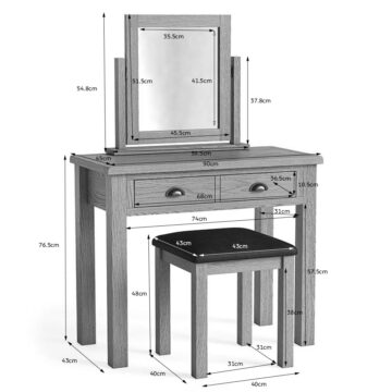 Ancroft Waxed Oak 2 Drawer Dressing Table Set