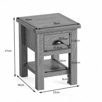 Bywell Waxed Oak 1 Drawer Lamp Table | Bedside Table | Assembled