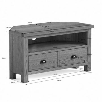 Ancroft Waxed Oak Corner TV Unit 90cm | Assembled