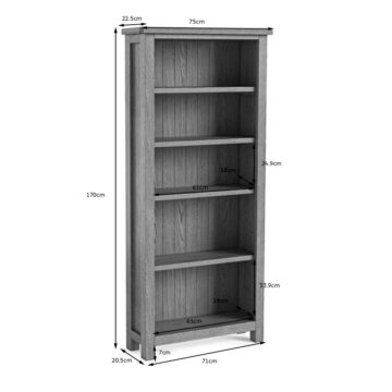 Bywell Waxed Oak Large Bookcase