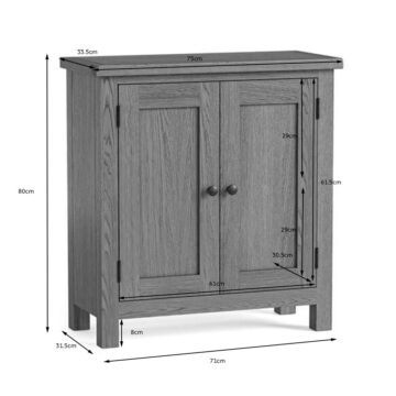 Ancroft Waxed Oak 2 Door Small Cabinet | Assembled