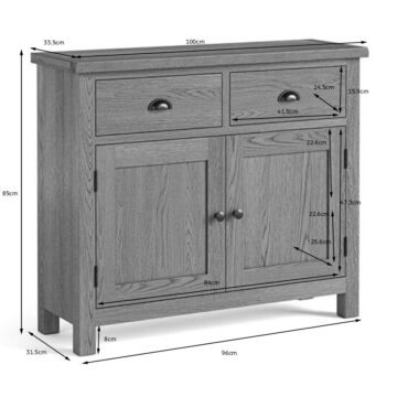 Bywell Waxed Oak 2 Door 2 Drawer Small Sideboard | Assembled