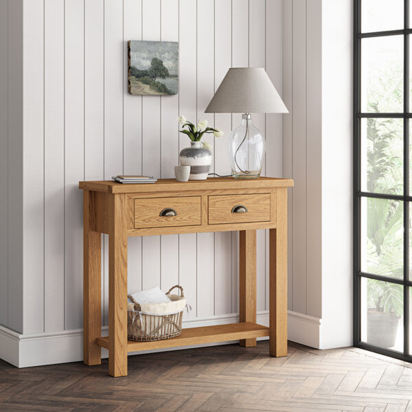 Ancroft Waxed Oak Console Table | Clearance