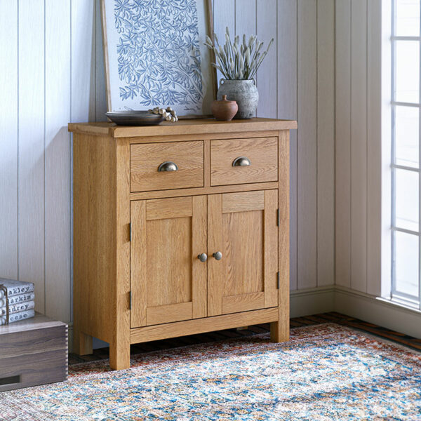 Ancroft Waxed Oak Mini Sideboard | Fully Assembled | Clearance