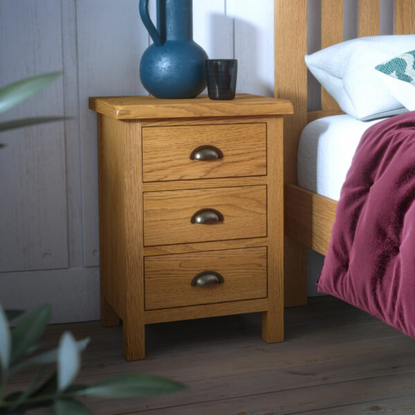 Ancroft Waxed Oak Bedside Cabinet | Fully Assembled | Clearance