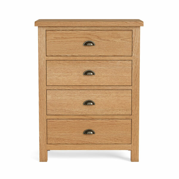 Ancroft Waxed Oak 4 Drawer Chest | Fully Assembled | Clearance