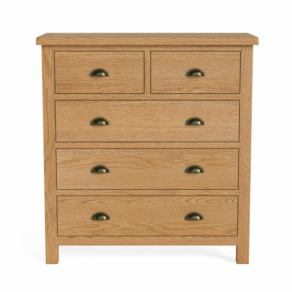 Ancroft Waxed Oak 2 over 3 Chest of Drawers | Fully Assembled