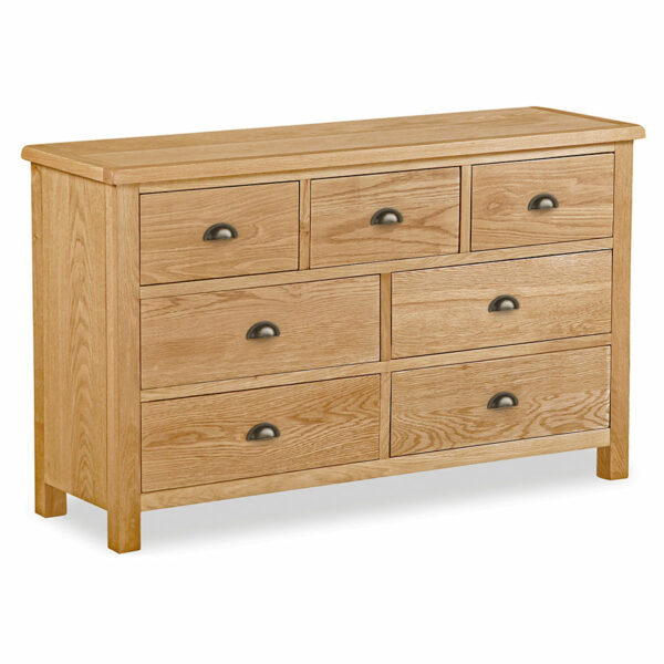 Ancroft Waxed Oak 3 Over 4 Chest of Drawers | Fully Assembled