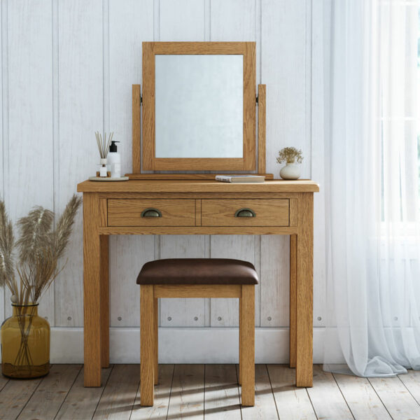 Ancroft Waxed Oak Dressing Table Set