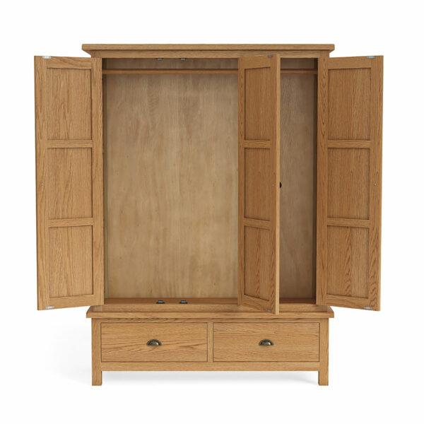 Ancroft Waxed Oak Triple Wardrobe | Clearance