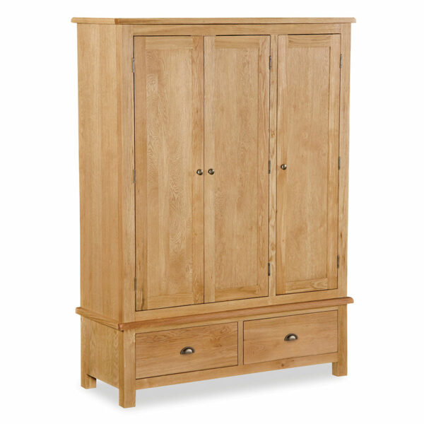 Ancroft Waxed Oak Triple Wardrobe | Clearance