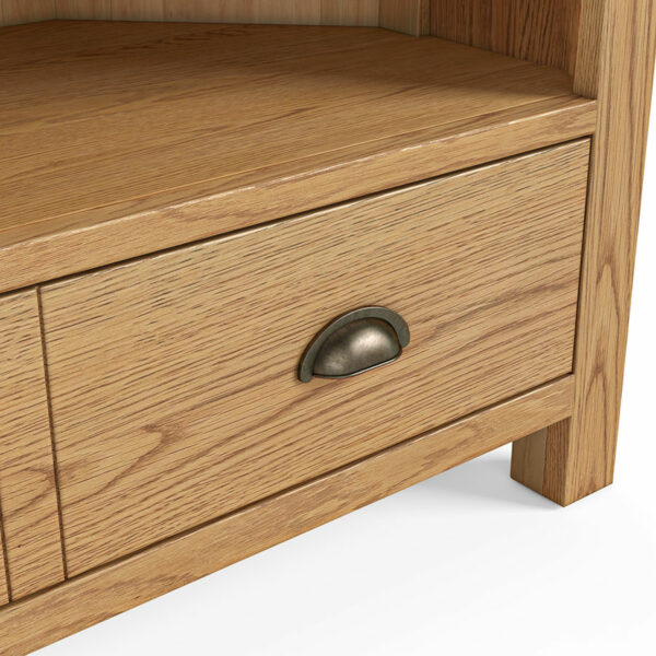 Ancroft Waxed Oak Corner TV Unit | Fully Assembled | Clearance