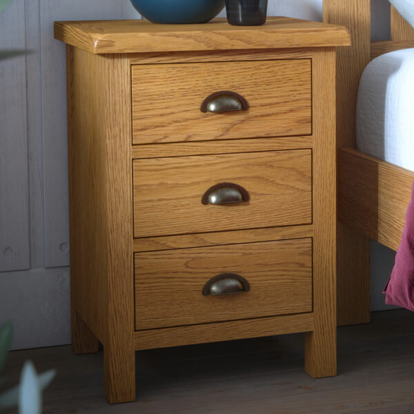 Ancroft Waxed Oak Bedside Cabinet | Fully Assembled | Clearance