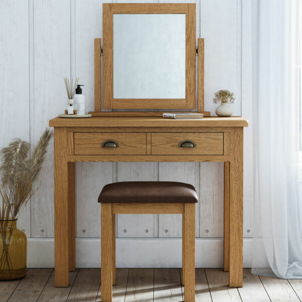 Ancroft Waxed Oak Dressing Table Set