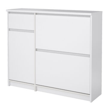 Moderno White Gloss 1 Door 1 Drawer Shoe Cabinet