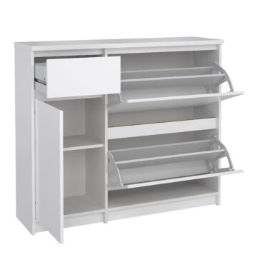 Moderno White Gloss 1 Door 1 Drawer Shoe Cabinet