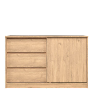 Moderno 1 Sliding Door 3 Drawer Storage Unit | Jackson Hickory Oak