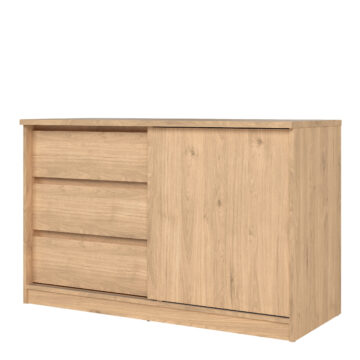 Moderno 1 Sliding Door 3 Drawer Storage Unit | Jackson Hickory Oak