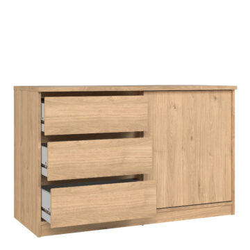 Moderno 1 Sliding Door 3 Drawer Storage Unit | Jackson Hickory Oak