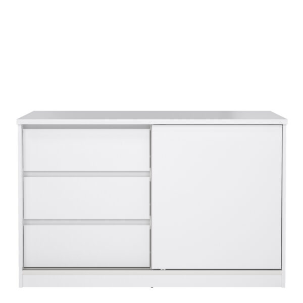 Moderno Storage Unit with 1 Sliding Door and 3 Drawers in White High Gloss | Self Assembly