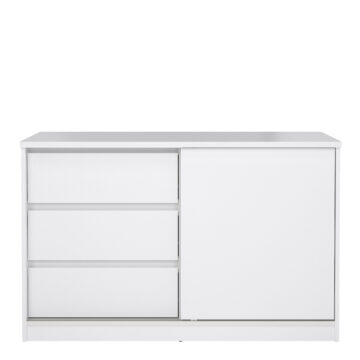 Moderno Storage Unit with 1 Sliding Door and 3 Drawers in White High Gloss