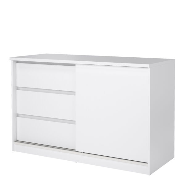 Moderno Storage Unit with 1 Sliding Door and 3 Drawers in White High Gloss | Self Assembly