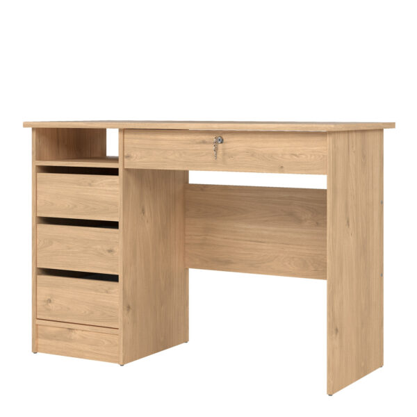 Ajax Plus Desk (3+1) handle free Drawer in Jackson Hickory Oak | Self Assembly