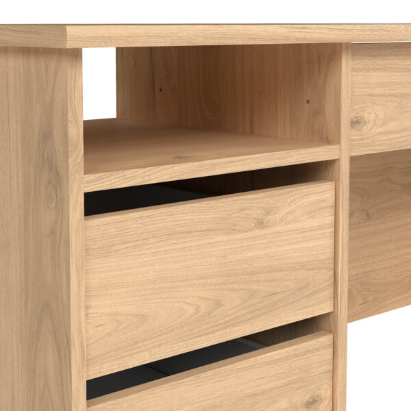 Ajax Plus Desk (3+1) handle free Drawer in Jackson Hickory Oak | Self Assembly