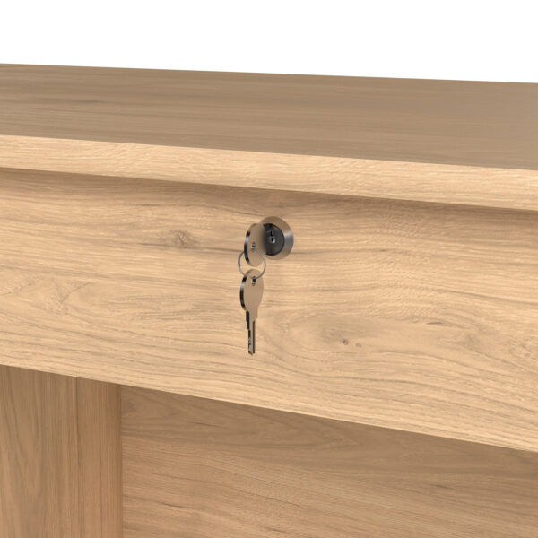 Ajax Plus Desk (3+1) handle free Drawer in Jackson Hickory Oak | Self Assembly