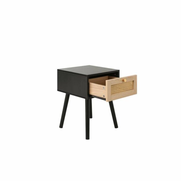Chigwell 1 Drawer Rattan Bedside Black | Assembly Required
