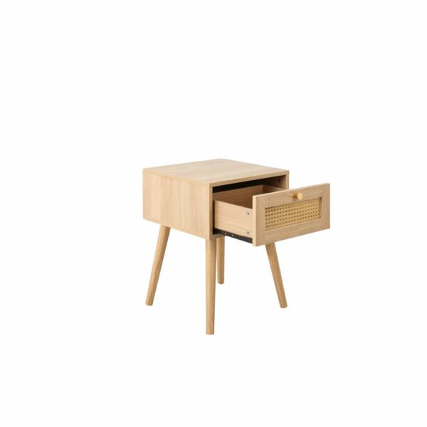 Chigwell 1 Drawer Rattan Bedside Oak | Assembly Required