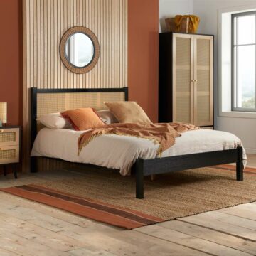 Chigwell 2 Drawer Rattan Bedside Black